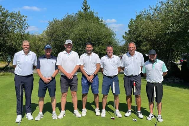 The Cams Hall team captained by Michael Nasr (fourth from left) that beat Freshwater 6-1 to reach the semi-finals of the Hampshire Sevens on Sunday.