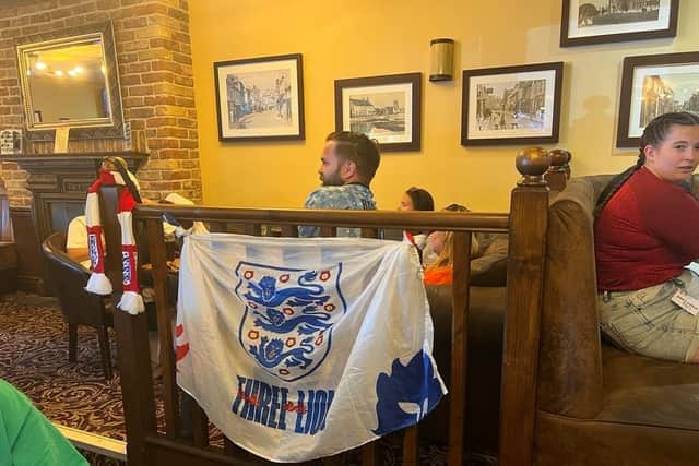 Fans at the Westleigh Pub in Havant for England women's World Cup final with Spain.