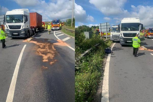 A large oil spillage on the M27 yesterday (August 10) caused road closures.