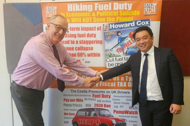 Alan Mak MP with Howard Cox, founder of FairFuelUK