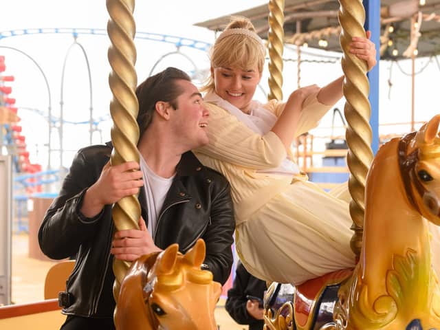 Jacob Bailey as Danny Zuko and Poppy Bailey as Sandy Dumbrowski at Clarence Pier, Southsea. Picture: Keith Woodland (230321-39)