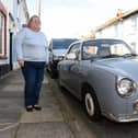 Louise Purcell, 56, of Adames Road, Fratton, are becoming frustrated after a vintage car has been parked in their road for two years
Picture: Sarah Standing (191022-4919)