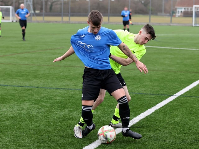 Pompey Dynamo (blue) v Carberry. Picture: Sam Stephenson.