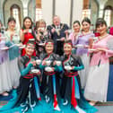 Lord Mayor Coffee Morning with Portsmouth Chinese Association to celebrate Chinese Ney Year on Wednesday 2 February 2022.

Pictured: Lord Mayor, Frank Jonas with Lady Mayoress, Joy Maddox and the Portsmouth Chinese Association Dancers at the Portsmouth Guildhall

Picture: Habibur Rahman