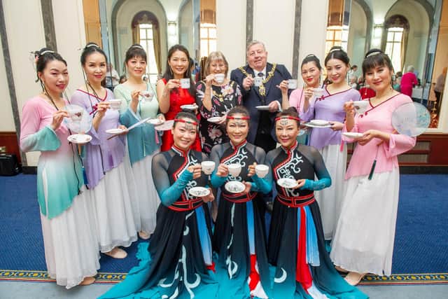 Lord Mayor Coffee Morning with Portsmouth Chinese Association to celebrate Chinese Ney Year on Wednesday 2 February 2022.
Pictured: Lord Mayor, Frank Jonas with Lady Mayoress, Joy Maddox and the Portsmouth Chinese Association Dancers at the Portsmouth Guildhall
Picture: Habibur Rahman