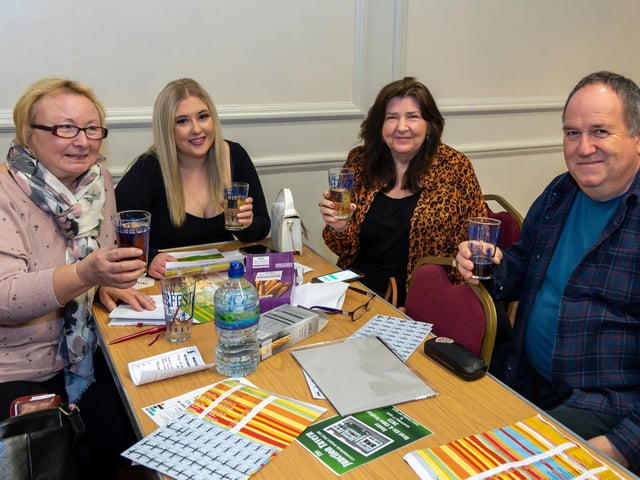 Family day out at the Gosport Winterfest. Pictured: Jackie Powell, Megan Williams, Charlotte Kinnaird and Jamie Kinnaird. Picture: Mike Cooter (250223)