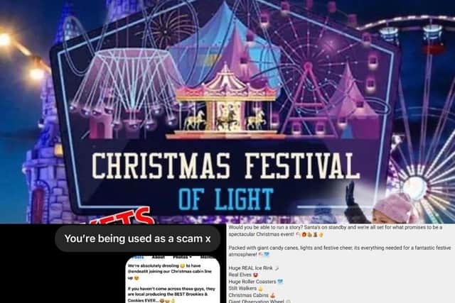 The Christmas Festival of Light event has been exposed as a scam attempt. Pictures: Contributed