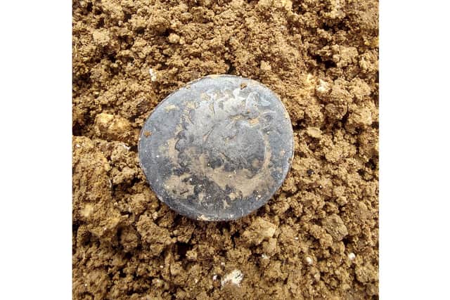 Wessex Archaeology, working with Southern Water, discovered a Roman grave and coin - pictured - during archeological investigations along the route of a pipeline for Havant Thicket reservoir