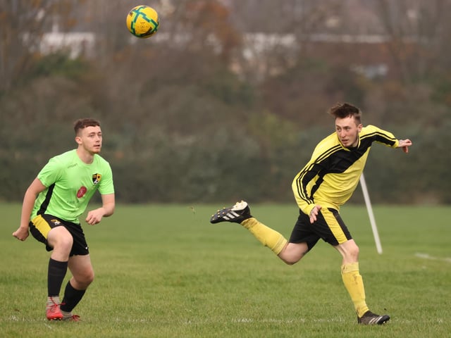 Hatton Rovers (yellow shirts) v Fratton Trades Reserves. Picture by Kevin Shipp