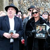 Yolanda Stemp and other family mourners at the funeral of Dee Skelton, in St Mary's Church, Fratton.
Picture: Chris Moorhouse