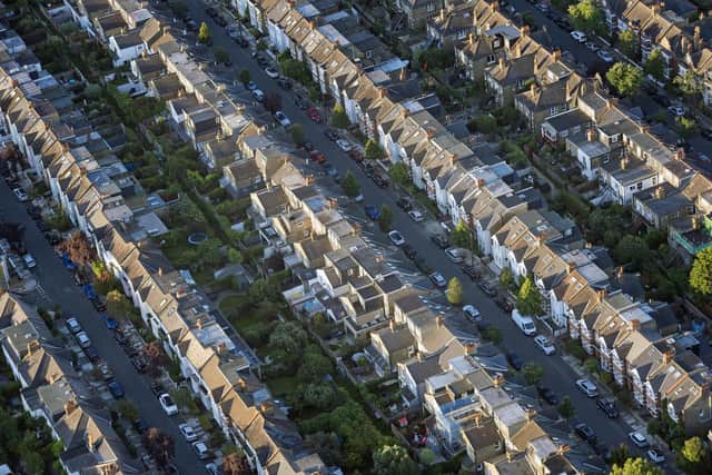 Aerial view of terraced houses. Picture: Victoria Jones/PA Wire