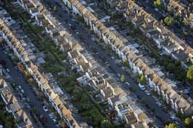 Aerial view of terraced houses. Picture: Victoria Jones/PA Wire