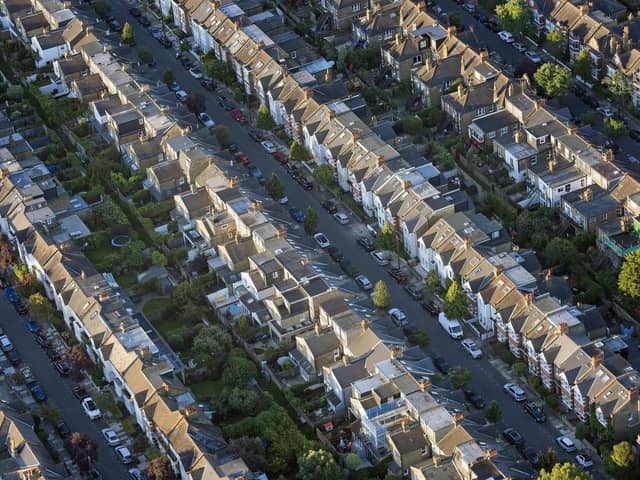 Aerial view of terraced houses. Picture: Victoria Jones/PA Wire