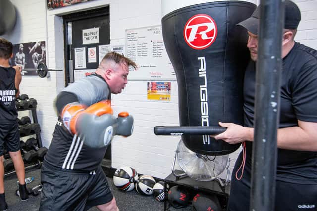 A boxer gets through some bag work at Warriors Gym. Picture: Habibur Rahman