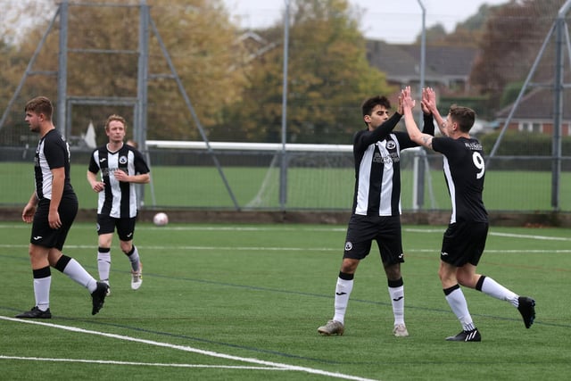 Emsworth celebrate a goal. Picture: Sam Stephenson