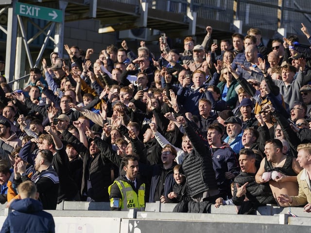 Pompey fans at the Blues' victory at the Memorial Stadium.