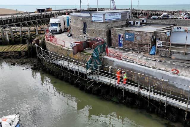 Engineers hard at work at Bridport Harbour
