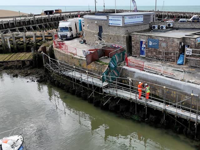 Engineers hard at work at Bridport Harbour