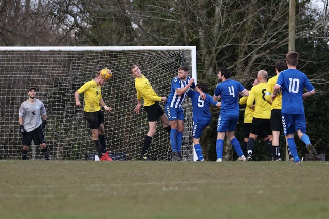 Wickham (blue/white) v Burrfields. Picture by Kevin Shipp