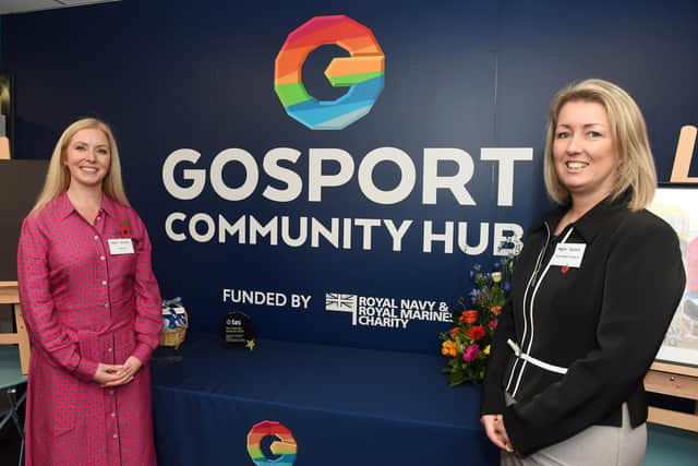 Her Royal Highness The Princess Royal officially opened Gosport Community Hub in Brune Park Community School, Military Road, Gosport, on Tuesday, November 1.

Pictured is: (l-r) Lesley Ure, service children and families lead and community hub manager with Faye Longden-Thurgood, assistant headteacher across the GFMT and senior inclusion leadership.

Picture: Sarah Standing (011122-5135)