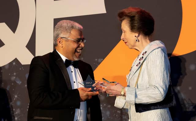 Dr Alaa Garad, Senior Teaching Fellow in the University of Portsmouth Business School, receives his award from HRH Princess Royal