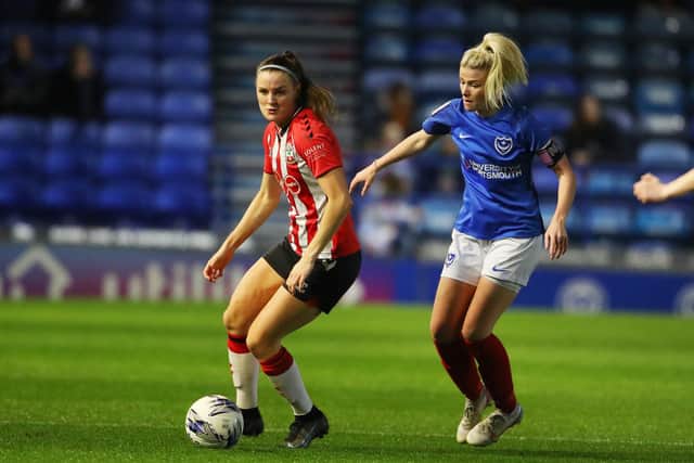 Danielle Rowe in action for Pompey against Southampton last season at Fratton Park.
Picture: Stuart Martin
