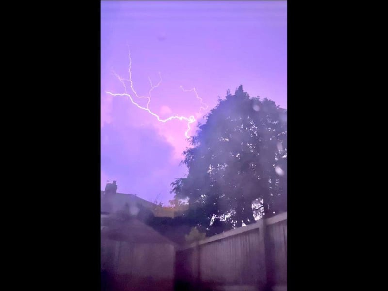 The purple tinge of lightning was captured by Jay Liddell