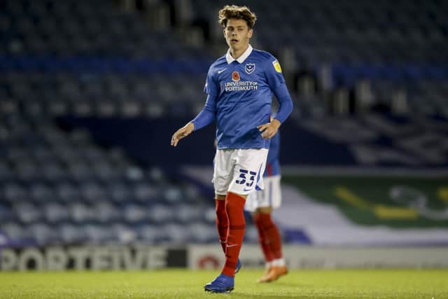Harrison Brook pictured during his time at Pompey. Photo by Robin Jones/Getty Images