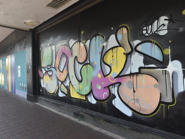 Artwork on the former Debenhams in Osborne Road, Southsea.