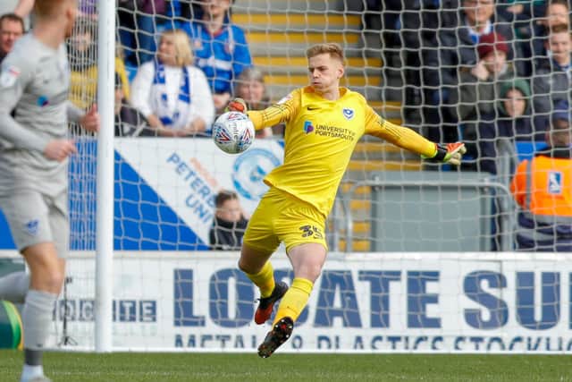Alex Bass enjoyed a man-of-the-match display against Peterborough on Saturday, despite a 2-0 Pompey defeat. Picture: Simon Davies/ProSportsImages
