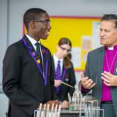 Bishop Jonathan with Charter Academy head boy Oren Campbell. Picture: Diocese of Portsmouth.