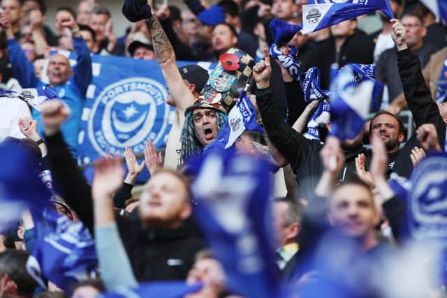 The Fratton faithful were in fine voice at Wembley. Picture: Joe Pepler