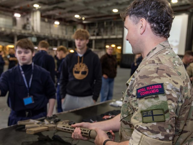 Royal Navy aircraft carrier, HMS Queen Elizabeth, hosted an Employer Engagement Day providing a platform for RN Recruit and Attract to show case Royal Navy and Royal Naval Reserves specialisations and career opportunities for some 1400 school children, cadets and teenage groups.