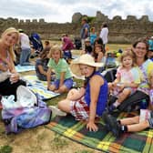 Home educators protesting about government changes to home education in 2018, at an event at Portchester Castle. Bryony de Vries and Victoria Campbell are pictured