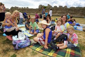 Home educators protesting about government changes to home education in 2018, at an event at Portchester Castle. Bryony de Vries and Victoria Campbell are pictured