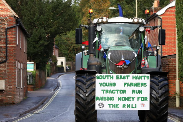 South East Hampshire Young Farmers raising money for the RNLI on their tractor run, in Wickham Square
Picture: Chris Moorhouse (jpns 211023-19)