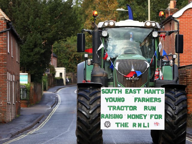 South East Hampshire Young Farmers raising money for the RNLI on their tractor run, in Wickham SquarePicture: Chris Moorhouse (jpns 211023-19)
