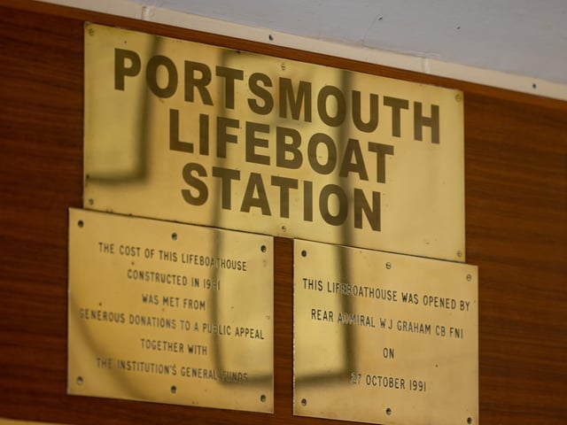 Plaque at the RNLI station in Langstone Harbour. Picture: Mike Cooter (310824)