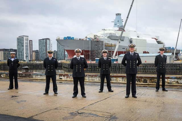 Sailors become the first ship's company of Type 26 frigate, HMS Glasgow. Photo: Royal Navy