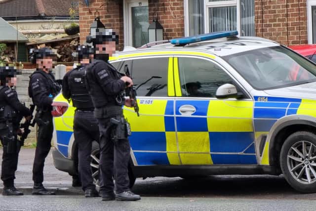 A 31-year-old man from Portsmouth has been arrested on suspicion of possessing an offensive weapon in a public place, violent disorder and possessing a controlled Class A drug.