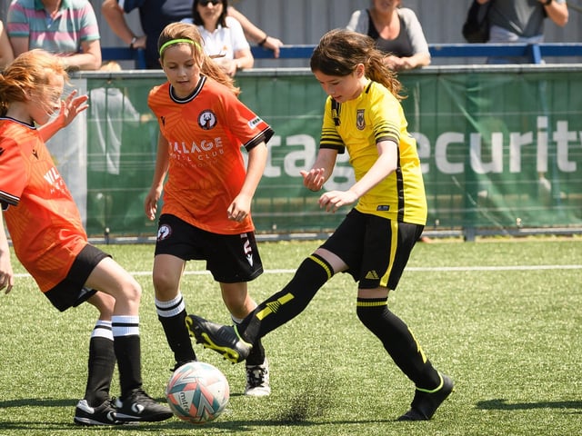 Girls' football action from the Havant & Waterlooville Summer Tournament. Picture: Keith Woodland (030621-120)