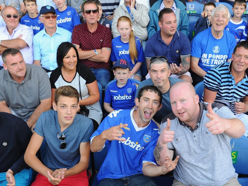 Pompey fans prior to a League Two game with Oxford United at Fratton Park in August 2013. Photo by Mike Hewitt/Getty Images
