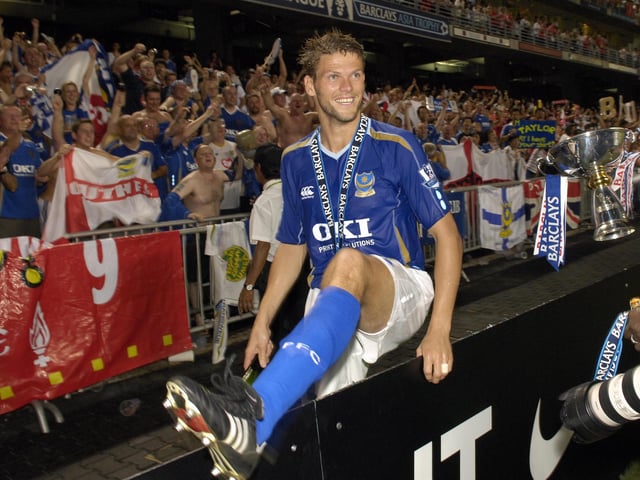 ‘What makes Pompey special is the fans. The passion from the fans is second to none, they support you whatever. I was here for four years and all across the ride every game you know you have the backing of the supporters.
‘They are a different class.
‘I loved my time here, they were amazing years, it’s great to see old friends, I know the brilliant people around here. It’s great to be back.
‘The pinnacle of my career was the FA Cup win, having all those trips to Wembley and celebrating with the people of Portsmouth.’
(Hermann Hreidarsson, April 2023)

Picture: Will Caddy