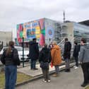HSDC students outside the ATLAS building at CERN.