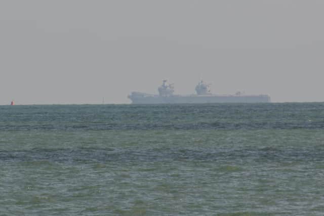 The Royal Navy aircraft carrier HMS Prince of Wales at anchor off the Isle of Wight after she broke down shortly after embarking for exercises in the US Picture: Ben Mitchell/PA Wire