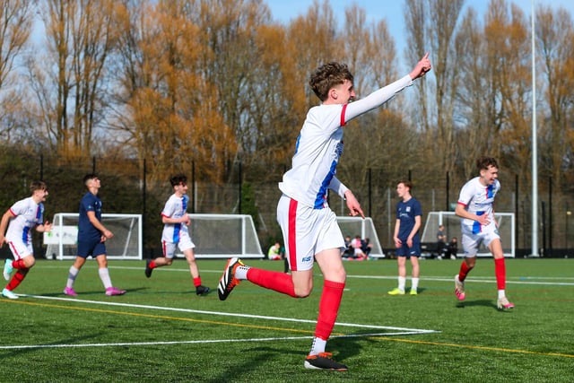 Callum Mann celebrates his goal. Picture: Chris  Moorhouse