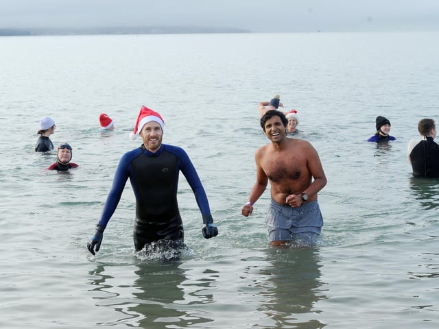 Solent Swim School held their annual Boxing Day dip in the sea at Lee-on-the-Solent, on Thursday, December 26, 2024. Picture: Sarah Standing (261224-589)