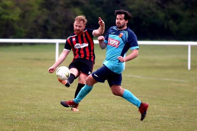 Action from Fleetlands' 4-0 win over Hayling United in their final L4 Teamwear Challenge Cup group tie. Picture: Tom Phillips