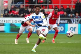 Jamal Lowe scores from the penalty spot against Rotherham last month, but it has been a tough loan spell for the ex-Pompey favourite. Picture: Ashley Allen/Getty Images