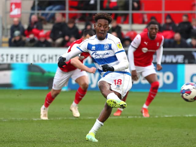 Jamal Lowe scores from the penalty spot against Rotherham last month, but it has been a tough loan spell for the ex-Pompey favourite. Picture: Ashley Allen/Getty Images